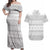 Tonga White Sunday Couples Matching Off Shoulder Maxi Dress and Hawaiian Shirt Tongan Ngatu Siale Pattern - Polynesian Pride