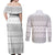 Tonga White Sunday Couples Matching Off Shoulder Maxi Dress and Long Sleeve Button Shirt Tongan Ngatu Siale Pattern - Polynesian Pride