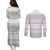 Tonga White Sunday Couples Matching Puletasi and Long Sleeve Button Shirt Tongan Ngatu Siale Pattern - Polynesian Pride
