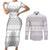 Tonga White Sunday Couples Matching Short Sleeve Bodycon Dress and Long Sleeve Button Shirt Tongan Ngatu Siale Pattern - Polynesian Pride