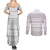 Tonga White Sunday Couples Matching Summer Maxi Dress and Long Sleeve Button Shirt Tongan Ngatu Siale Pattern - Polynesian Pride