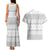 Tonga White Sunday Couples Matching Tank Maxi Dress and Hawaiian Shirt Tongan Ngatu Siale Pattern - Polynesian Pride