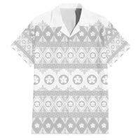 Tonga White Sunday Family Matching Off Shoulder Maxi Dress and Hawaiian Shirt Tongan Ngatu Siale Pattern - Polynesian Pride