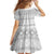 Tonga White Sunday Family Matching Off Shoulder Short Dress and Hawaiian Shirt Tongan Ngatu Siale Pattern - Polynesian Pride