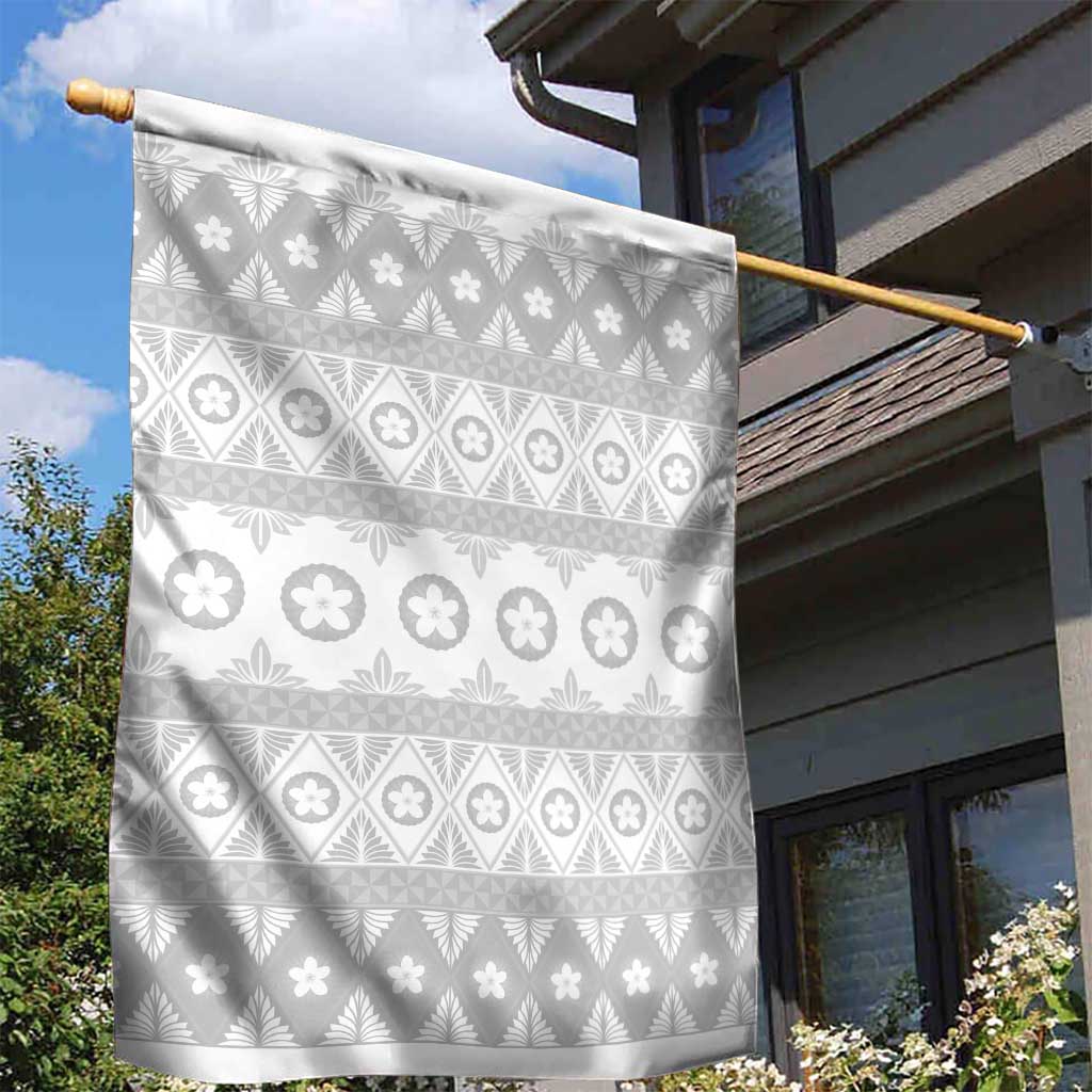 Tonga White Sunday Garden Flag Tongan Ngatu Siale Pattern - Polynesian Pride