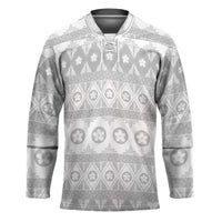 Tonga White Sunday Hockey Jersey Tongan Ngatu Siale Pattern - Polynesian Pride