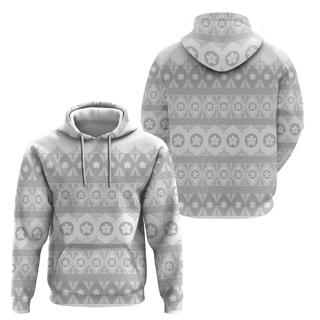 Tonga White Sunday Hoodie Tongan Ngatu Siale Pattern - Polynesian Pride