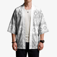 Tonga White Sunday Kimono Tongan Ngatu Siale Pattern - Polynesian Pride