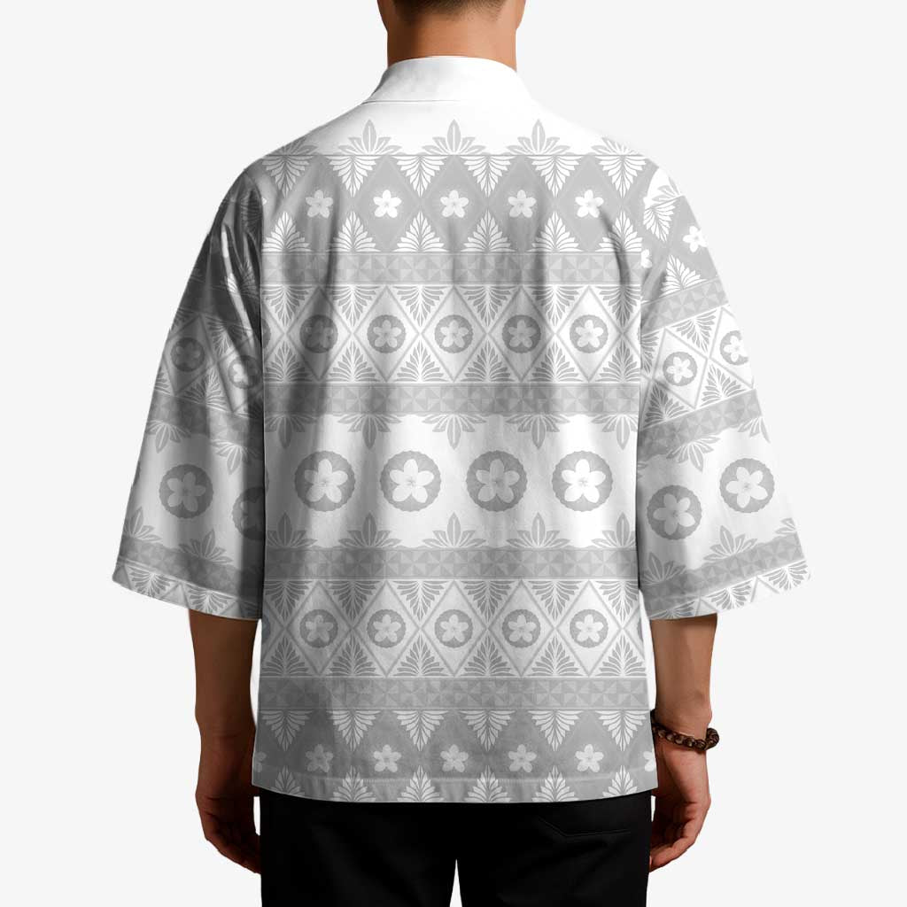 Tonga White Sunday Kimono Tongan Ngatu Siale Pattern - Polynesian Pride