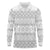 Tonga White Sunday Long Sleeve Polo Shirt Tongan Ngatu Siale Pattern - Polynesian Pride