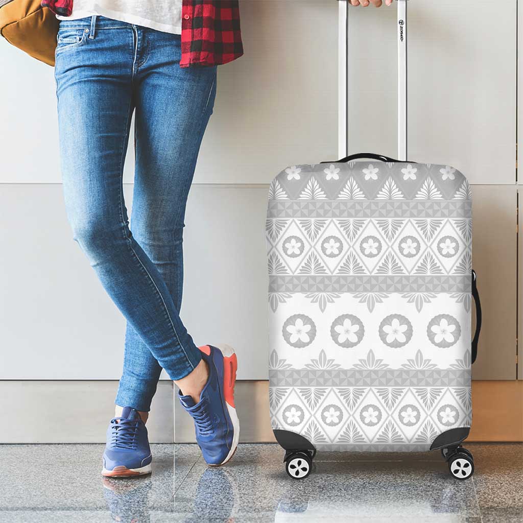 Tonga White Sunday Luggage Cover Tongan Ngatu Siale Pattern - Polynesian Pride
