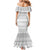 Tonga White Sunday Mermaid Dress Tongan Ngatu Siale Pattern - Polynesian Pride