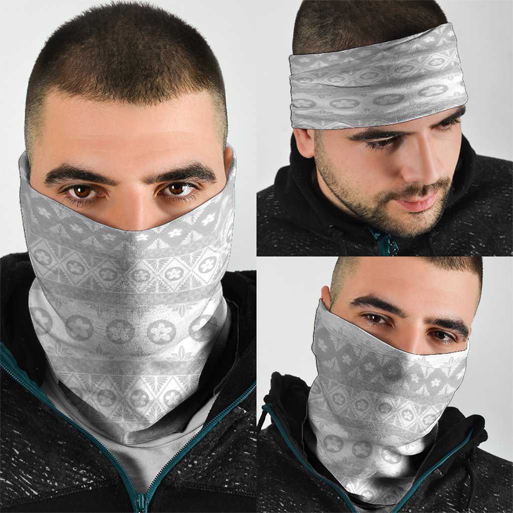 Tonga White Sunday Neck Gaiter Tongan Ngatu Siale Pattern - Polynesian Pride