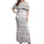 Tonga White Sunday Off Shoulder Maxi Dress Tongan Ngatu Siale Pattern - Polynesian Pride