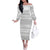 Tonga White Sunday Off The Shoulder Long Sleeve Dress Tongan Ngatu Siale Pattern - Polynesian Pride