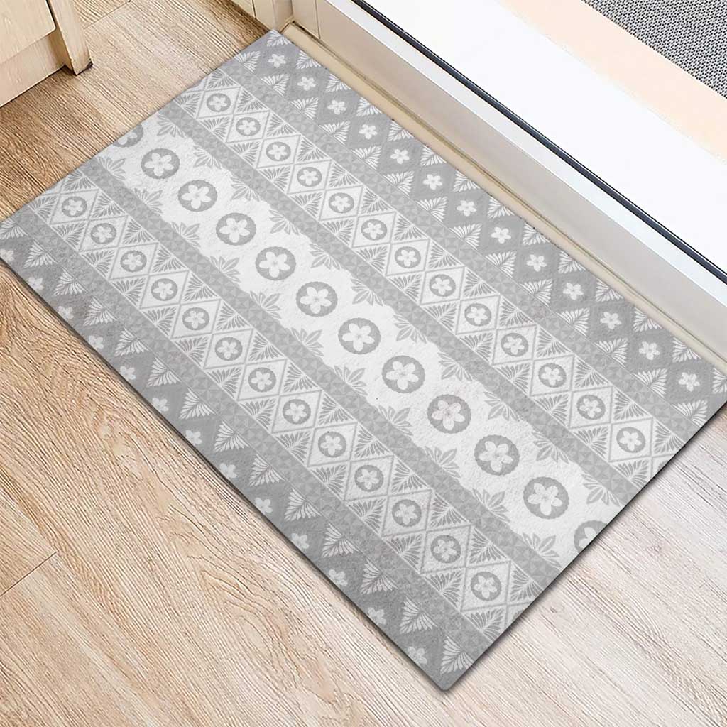 Tonga White Sunday Rubber Doormat Tongan Ngatu Siale Pattern - Polynesian Pride