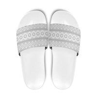Tonga White Sunday Slide Sandals Tongan Ngatu Siale Pattern - Polynesian Pride