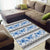 Samoa White Sunday Area Rug Samoan Tapa Blue Hibiscus - Polynesian Pride