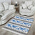Samoa White Sunday Area Rug Samoan Tapa Blue Hibiscus - Polynesian Pride