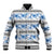 Samoa White Sunday Baseball Jacket Samoan Tapa Blue Hibiscus - Polynesian Pride