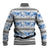 Samoa White Sunday Baseball Jacket Samoan Tapa Blue Hibiscus - Polynesian Pride