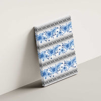 Samoa White Sunday Canvas Wall Art Samoan Tapa Blue Hibiscus - Polynesian Pride