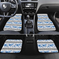 Samoa White Sunday Car Mats Samoan Tapa Blue Hibiscus - Polynesian Pride