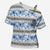 Samoa White Sunday Cross Shoulder Shirt Samoan Tapa Blue Hibiscus - Polynesian Pride