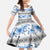 Samoa White Sunday Family Matching Off The Shoulder Long Sleeve Dress and Hawaiian Shirt Samoan Tapa Blue Hibiscus - Polynesian Pride