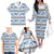 Samoa White Sunday Family Matching Off The Shoulder Long Sleeve Dress and Hawaiian Shirt Samoan Tapa Blue Hibiscus - Polynesian Pride