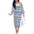Samoa White Sunday Family Matching Off The Shoulder Long Sleeve Dress and Hawaiian Shirt Samoan Tapa Blue Hibiscus - Polynesian Pride