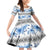 Samoa White Sunday Family Matching Off Shoulder Short Dress and Hawaiian Shirt Samoan Tapa Blue Hibiscus - Polynesian Pride