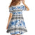 Samoa White Sunday Family Matching Summer Maxi Dress and Hawaiian Shirt Samoan Tapa Blue Hibiscus - Polynesian Pride