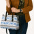 Samoa White Sunday Leather Bag Samoan Tapa Blue Hibiscus - Polynesian Pride