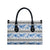 Samoa White Sunday Leather Bag Samoan Tapa Blue Hibiscus - Polynesian Pride