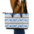 Samoa White Sunday Leather Tote Bag Samoan Tapa Blue Hibiscus - Polynesian Pride