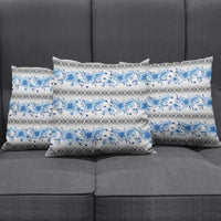 Samoa White Sunday Pillow Cover Samoan Tapa Blue Hibiscus - Polynesian Pride