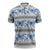 Samoa White Sunday Zipper Polo Shirt Samoan Tapa Blue Hibiscus - Polynesian Pride