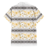 Samoa White Sunday Family Matching Puletasi and Hawaiian Shirt Samoan Tapa Yellow Hibiscus - Polynesian Pride