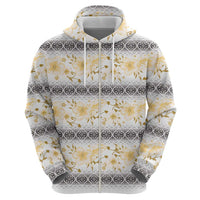 Samoa White Sunday Hoodie Samoan Tapa Yellow Hibiscus - Polynesian Pride