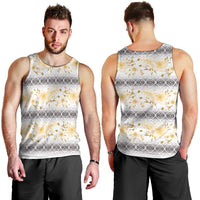 Samoa White Sunday Men Tank Top Samoan Tapa Yellow Hibiscus - Polynesian Pride