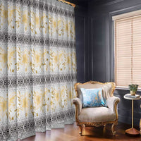 Samoa White Sunday Window Curtain Samoan Tapa Yellow Hibiscus - Polynesian Pride