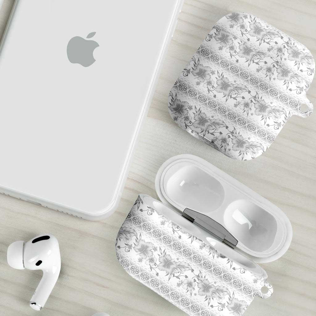 Samoa White Sunday AirPods Case Samoan Tapa White Hibiscus - Polynesian Pride