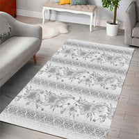 Samoa White Sunday Area Rug Samoan Tapa White Hibiscus - Polynesian Pride