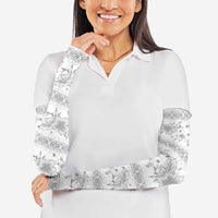 Samoa White Sunday Arm Sleeves Samoan Tapa White Hibiscus - Polynesian Pride