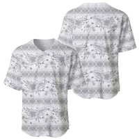 Samoa White Sunday Baseball Jersey Samoan Tapa White Hibiscus - Polynesian Pride