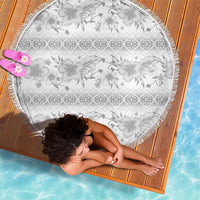 Samoa White Sunday Beach Blanket Samoan Tapa White Hibiscus - Polynesian Pride