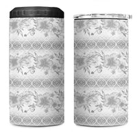 Samoa White Sunday 4 in 1 Can Cooler Tumbler Samoan Tapa White Hibiscus - Polynesian Pride