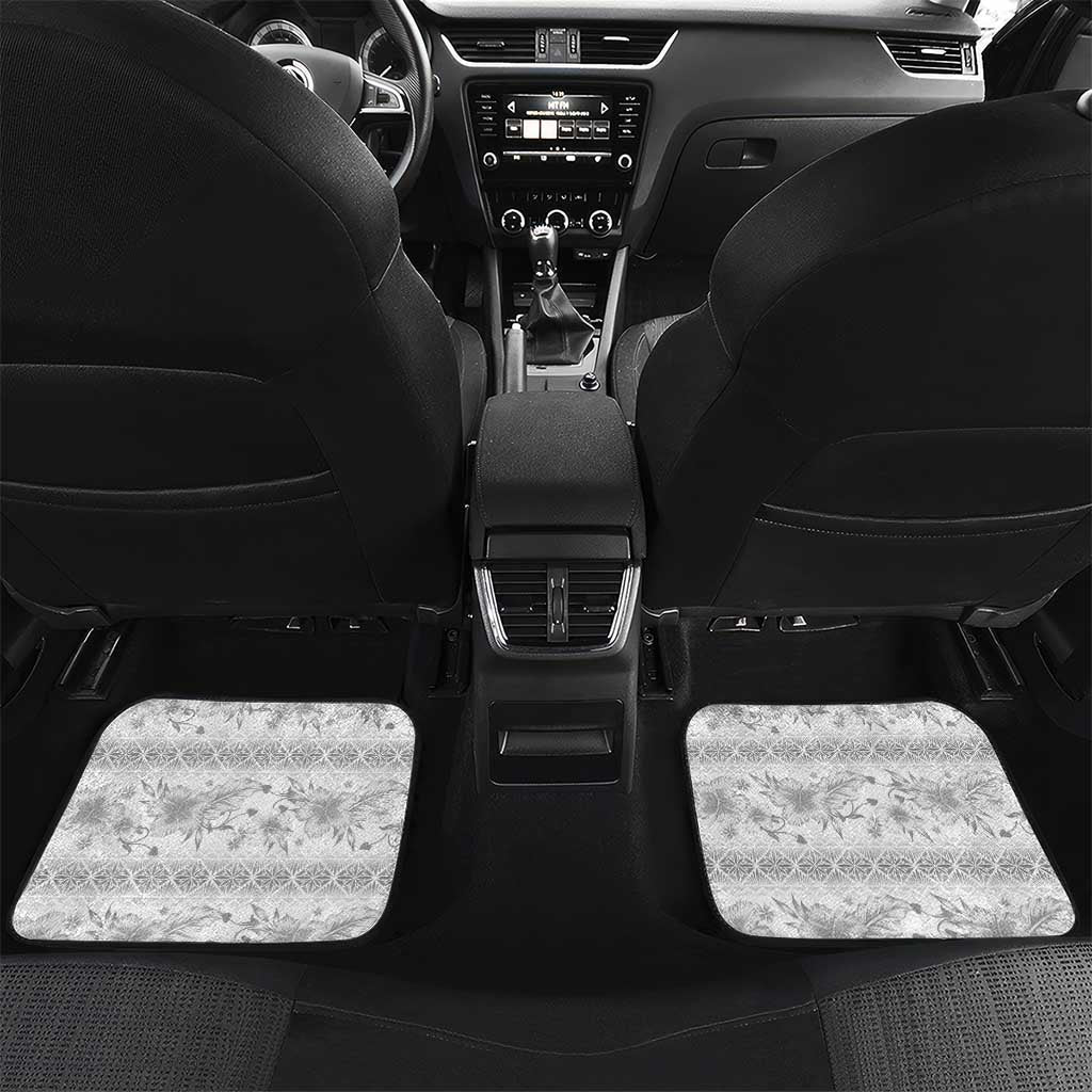 Samoa White Sunday Car Mats Samoan Tapa White Hibiscus - Polynesian Pride
