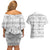 Samoa White Sunday Couples Matching Off Shoulder Short Dress and Hawaiian Shirt Samoan Tapa White Hibiscus - Polynesian Pride